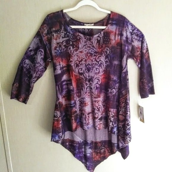 TUNIC STYLE*WOMEN L*MULTICOLOR PURPLES*ENERGY WORLD WEAR - Picture 1 of 8
